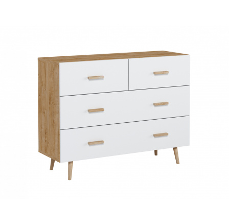 BRILLO K2S2S komód, Ribeck tölgy + Fehér matt