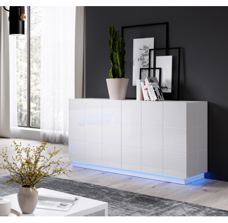 REJA KOM2D komód, fényes fehér/fényes fehér