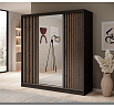 Tolóajtós és tükrös ruhásszekrény Ida 200 Fekete+Fekete