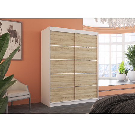 Tolóajtós szekrény LUFT 150 Fehér+Sonoma