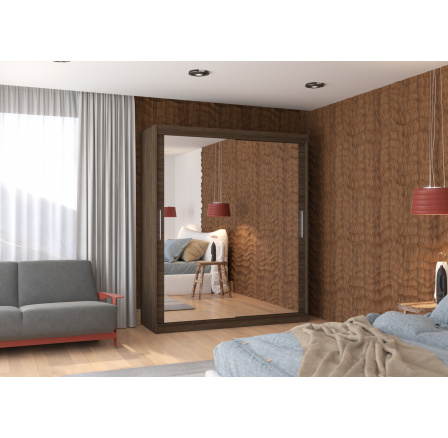 Tolóajtós szekrény tükörrel ETTORE 180 Choco+Choco