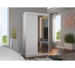 Tolóajtós szekrény tükörrel REWENA 120 Fehér+Fehér