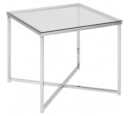 Négyszögletű Cross asztal üveg/krómozott