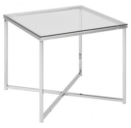 Négyszögletű Cross asztal üveg/krómozott