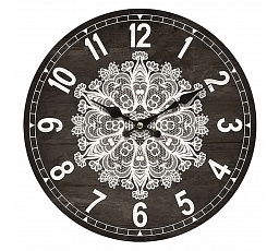 Hodiny nástěnné - pr. 34 cm, MDF, motiv krajkové mandaly