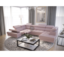 NAROŻNIK GALAXY MAX II RELAX Z FUNKCJĄ SPANIA 215x350x170 SKÓRA NATURALNA - lewa , Skóra beżowa