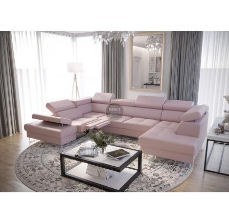 NAROŻNIK GALAXY MAX II RELAX Z FUNKCJĄ SPANIA 215x350x170 SKÓRA NATURALNA - lewa , Skóra beżowa