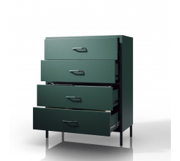Komód, fém szekrény palackzöld Modern CARLA, 800 x 1015 x 400 mm