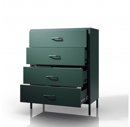 Komód, fém szekrény palackzöld Modern CARLA, 800 x 1015 x 400 mm