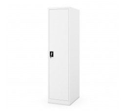 Keskeny fém zárható szekrény polcokkal ALEX, 450 x 1850 x 600 mm, Fehér