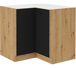 MODENA alsó sarokszekrény - 90x90 DN 2F BB, Artisan tölgy/Fekete matt+Artisan tölgy