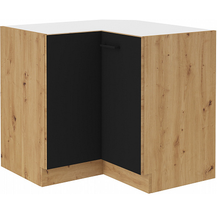 MODENA alsó sarokszekrény - 90x90 DN 2F BB, Artisan tölgy/Fekete matt+Artisan tölgy