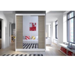 Šatní skříň CAMILA II 150, Bílá/Dub sonoma