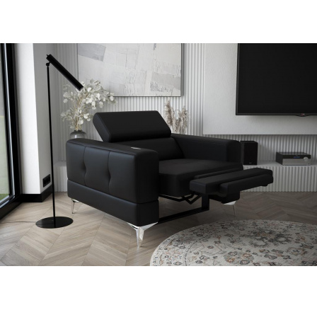 FOTEL TOSCANIA RELAX SKÓRA NATURALNA - Skóra czarna