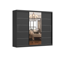 ALBA ruhásszekrény tükörrel, Fekete