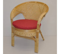 Ratanové křeslo Kina medové polstr vínový melír