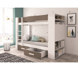 Kétszemélyes emeletes ágy GARET 180x80 Fehér+Szarvasgomba