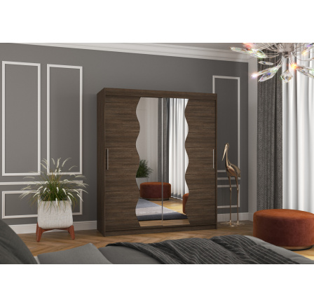 Tolóajtós szekrény tükörrel KANSAS 180 Choco+Choco