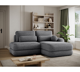 Ripeli sarokkanapéágy tárolóval, szürke bársony, jobbos Modullo 04 180x128 jobb 1