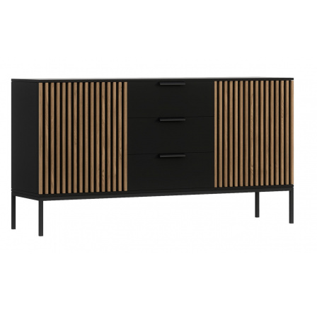Meorati 150 Komoda Czarny/Dąb Artsian Czarny Mat, Dąb Artisan 40x80