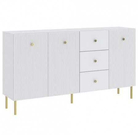 VIENA 3D3S komód, Fehér/Arany