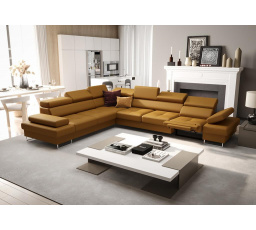 NAROŻNIK SKÓRZANY Z FUNKCJĄ SPANIA I RELAX GALAXY MAX 350x280 CM - Skóry naturalne - Wybierz swój kolor , lewa