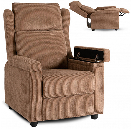 Fotel Rozkładany SPENCER Brązowy Sztruksowy