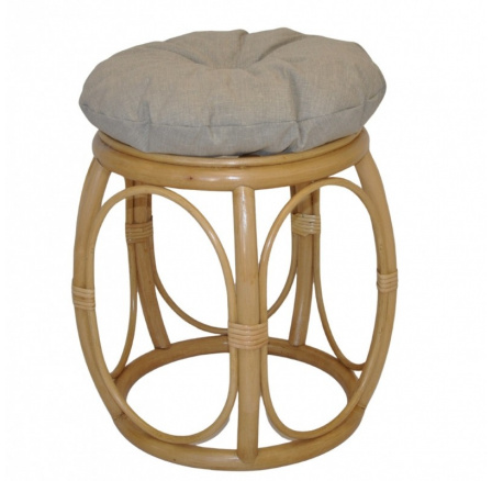 Ratanová taburetka široká medová polstr tmavě béžový melír