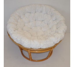 Rattan papasan 110 cm mézszínű fehér párnával INDO