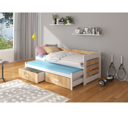 TIARRO franciaágy 200x90 Fehér+Arany Tölgy