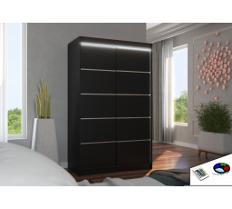 Tolóajtós szekrény LED világítással BENISSO 120 Fekete+Fekete