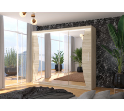 Tolóajtós szekrény tükörrel és LED világítással DIEGO 250 Sonoma+Sonoma