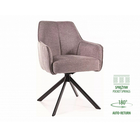 NOTTI forgó étkezőszék rugós üléssel, Brego szürke 07/Fekete