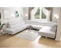 NAROŻNIK EMPORIO MAX I 300X350X220 - lewa , Eko skóra biała