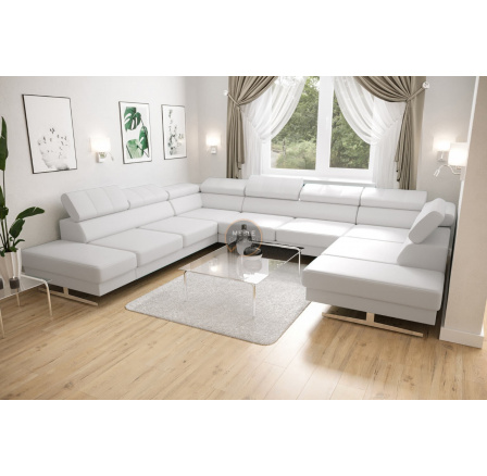 NAROŻNIK EMPORIO MAX I 300X350X220 - lewa , Eko skóra biała