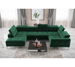 NAROŻNIK ROZKŁADANY TOSCANIA MAX I 170x350x185 CM - prawa , Odcienie zieleni