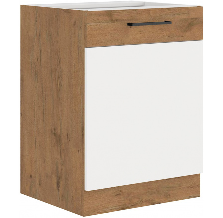 Dolní skřínka VEGAS - 60 D 1F BB, Dub Lancelot / Bílý lesk