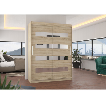 Tolóajtós szekrény tükörrel BALTIC 150 Sonoma+Sonoma