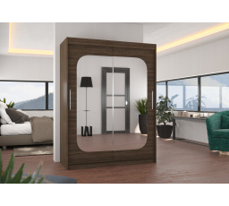 Tolóajtós szekrény tükörrel CLEVER 150 Choco+Choco