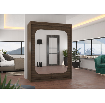 Tolóajtós szekrény tükörrel CLEVER 150 Choco+Choco