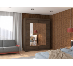 Tolóajtós szekrény tükörrel ROSETTE 180 Choco+Choco