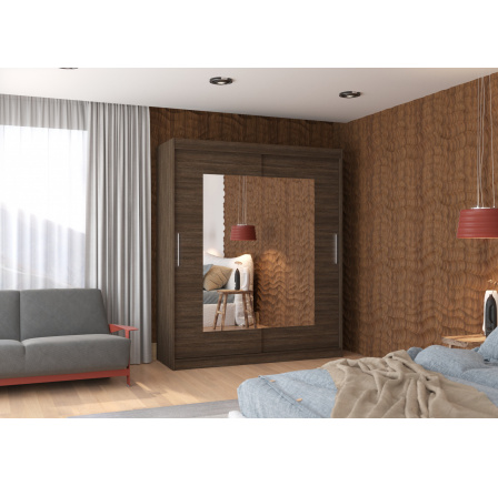 Tolóajtós szekrény tükörrel ROSETTE 180 Choco+Choco