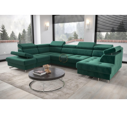 NAROŻNIK GALAXY MAX II Z FUNKCJĄ SPANIA 210x350x165 - Odcienie zieleni , lewa