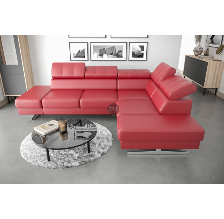 NAROŻNIK EMPORIO 225x300 SKÓRA NATURALNA - prawa , Skóra czerwona