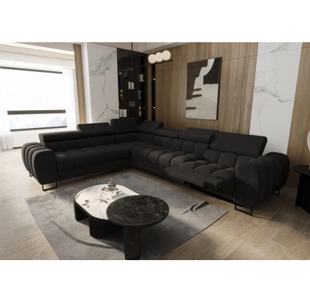 NAROŻNIK ROZKŁADANY ASPEN MAX RELAX 330x260 CM - Odcienie czarnego , lewa