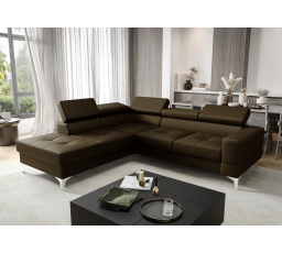 NAROŻNIK SKÓRZANY Z FUNKCJĄ SPANIA TOSCANIA II 230x250 - lewa , Odcienie brązu