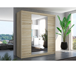 DALMATIA 200 tolóajtós és tükörrel ellátott ruhásszekrény Sonoma+Sonoma