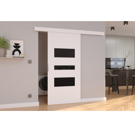 Falra szerelhető tolóajtó CENTO 96 Fehér+Fekete Lacobel