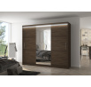 Tolóajtós szekrény tükörrel és LED világítással DENIS 250 Choco+Choco