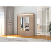 Tolóajtós szekrény tükörrel és LED világítással DORRIGO 150 Truffle+Truffle